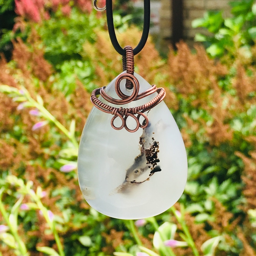 Dendritic Agate Wire wrapped pendant necklace - Picture 5 of 5